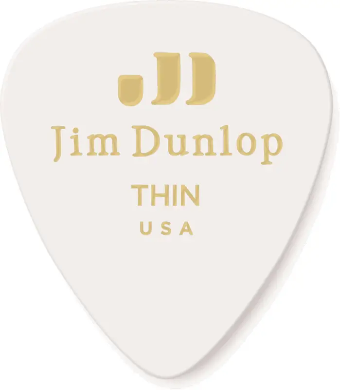 Letzte Chance Jim Dunlop 12 x Thin Genuine Celluloid White