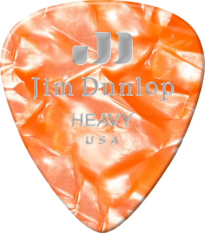 Billig Jim Dunlop 12 x Heavy Genuine Celluloid Perloid Orange