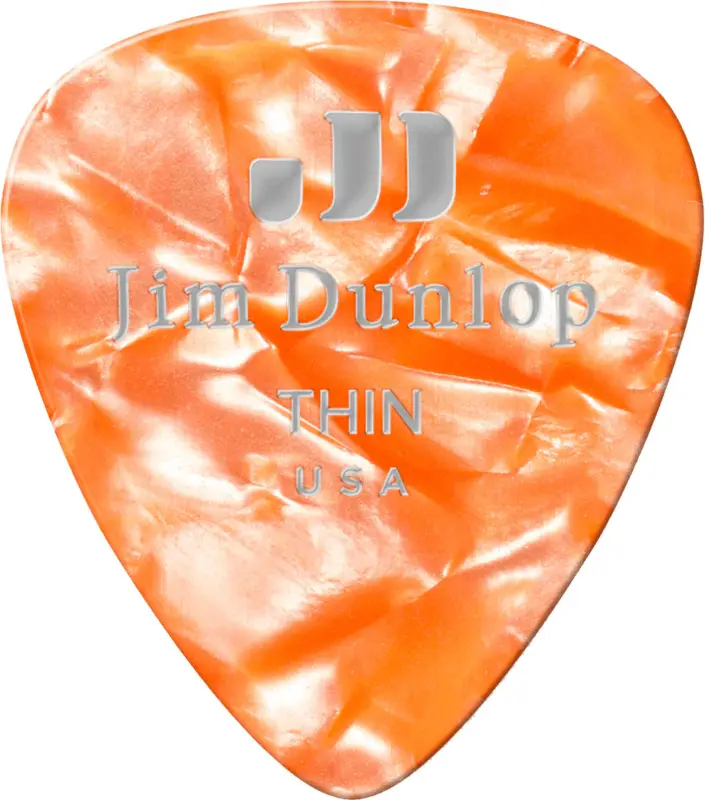 Finale Aktion Jim Dunlop 12 x Celluloid Perloid Orange Thin